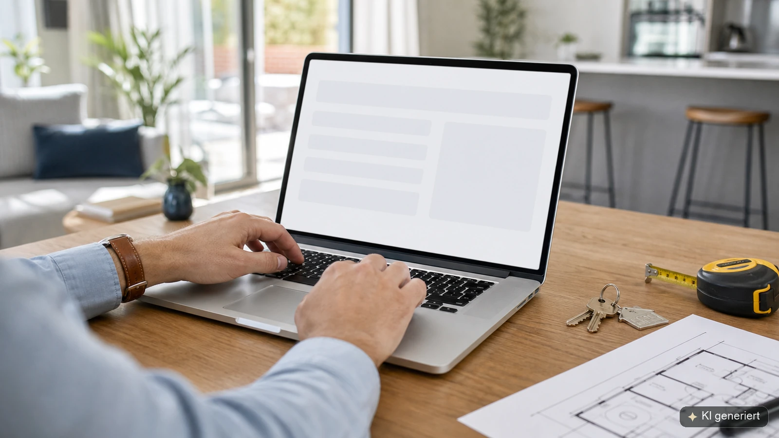 Online-Immobilienbewertung mit Objektunterlagen und Hausschlüsseln